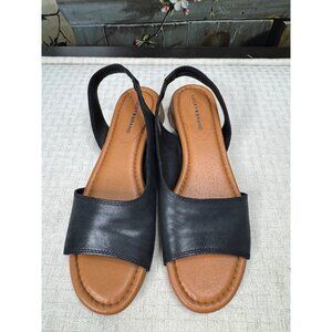 Lucky Brand Rimma D'Orsay Womens Size 8.5M Black Leather Slingback Sandals